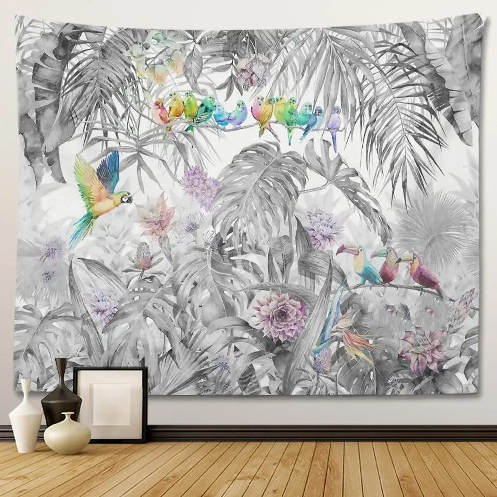 Retro European Style Floral Plant Theme Wall Hanging Bedroom Decorative Wall Tapestry Home Room Living Room Decoration