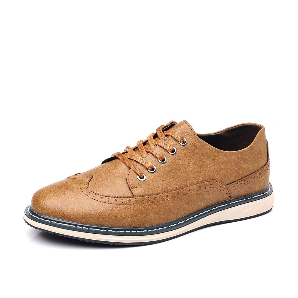 Men's Handmade Casual Leather Shoes Lace Up Breathable Brogue Shoes Fashion Comfortable Footwear for Daily Wear Office Leisure