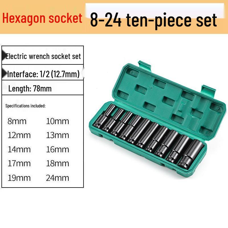 Electric Wrench Socket Set with Extended Hex Sockets