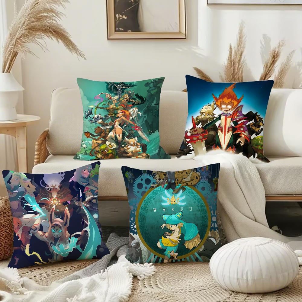 Video Game W-Wakfu Momorpg Adventure Pillow Case Square Double-Sided Printing Short Plush Sofa Cushion Cover Bedside Pillow