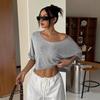 Dames Europees & Amerikaans Off-Shoulder Cropped Casual T-shirt Top