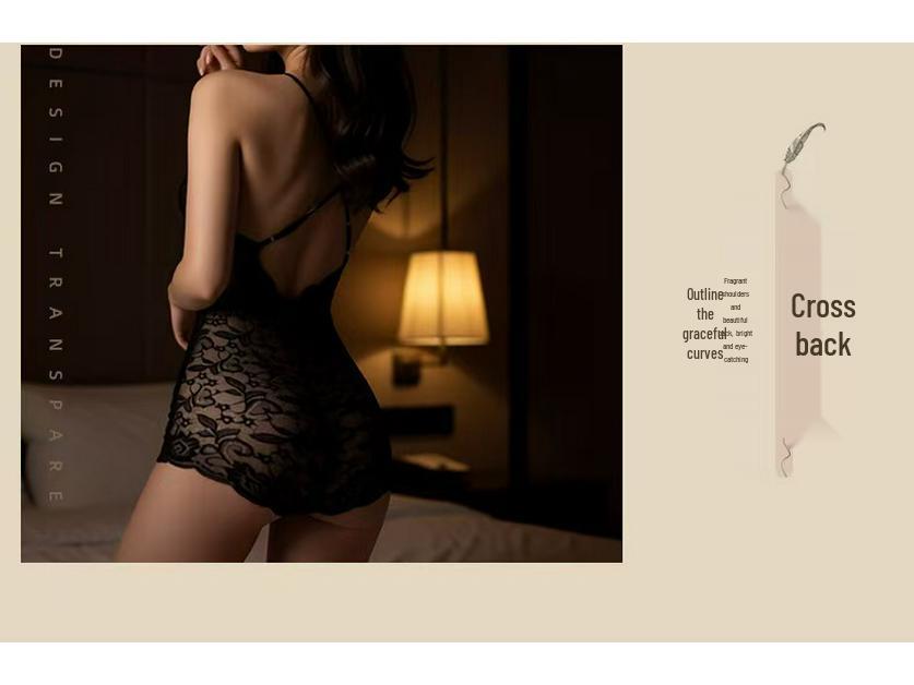 Seductive European Lace Halter Bodysuit - See-Through Sleepwear for Women