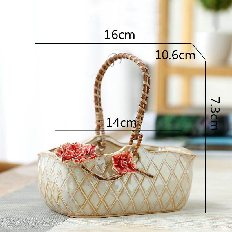 Ротанговая корзина для цветов ручной работы Ваза Горшки для суккулентов Цветочный горшок Каменная корзина Сад Двор Декоративные аксессуары Вазы Горшки