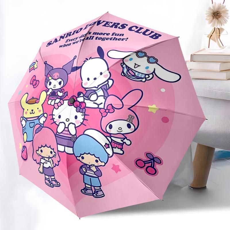 

1pc Sanrio Lovers Club Automatic Opening/Closing Umbrella with Foldable Design, Iron Frame Outdoor Umbrella for Fans, Travelers, Daily Use, Festival G