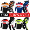 Set echipament motocross pentru copii Kituri Tricou Pantaloni Tineret copil verde Motocicletă negru 3 4 5 6 7 8 9 10 ani Costum off-road albastru portocaliu Enduro cross băiat fată