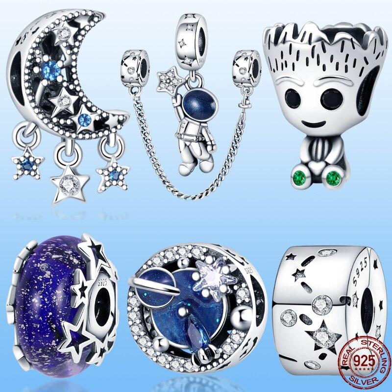Plata Charms Of Ley 925 Silver Starry Sky Series Charm Safety Chain Fit Fashion 925 Original Bracelets Pulseira Diy  New
