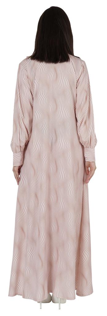Bimba Printed Long Islamic Dress For Women  S Round Neck Muslim Prayer Robe