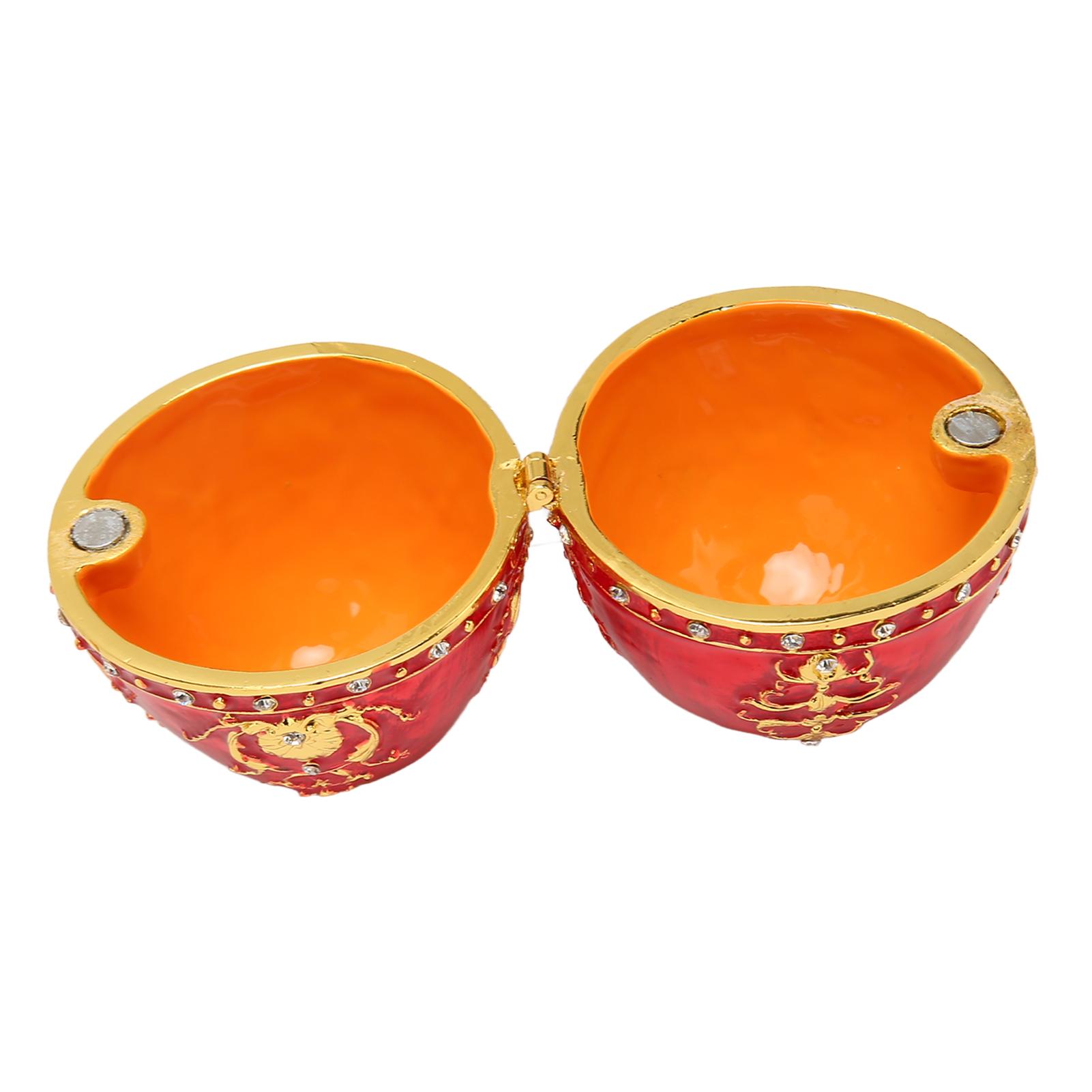 

Egg Jewelry Trinket Box Zinc Alloy Hand Painted Enameled Decorative Hinged Egg Shaped Trinket Box for Home Decor