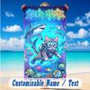 Cat Theme Beach Towel Personalized Custom Name & Text Soft Quick Dry Beach Towel for Swimming Travel