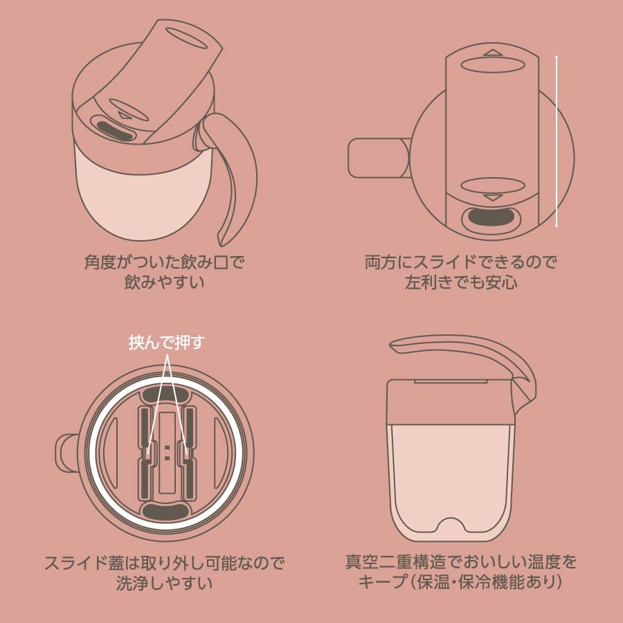 Kuruto Handle Mug Tumbler 310ml Stainless Steel Mug Thermo Stainless Steel Thermo Stainless Steel Mug Thermos Flask Vacuum Dual Structure Heat