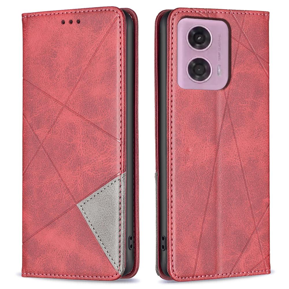 

For Motorola Moto E14 4G/G04 4G/G04s 4G/G24 4G Phone Case with Card Slots Imprinted PU Leather Cover Red