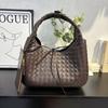 Original Leather Women's Bag 2025 New Style Lambskin Woven Fashionable Armpit One-shoulder Handbag Casual Tote