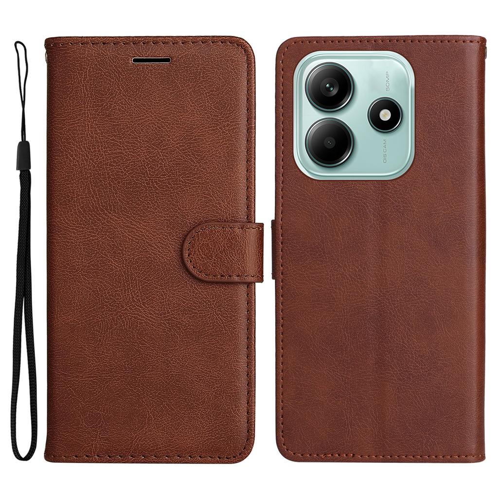 Pro Xiaomi Redmi Note 14 5G Pouzdro Jednobarevný Kožený Mobilní Kryt Peněženka Stojánek s Poutkem