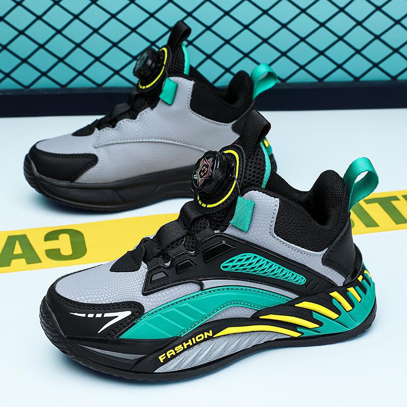 Boys 2025 Autumn and Winter New Leather Waterproof Button Shoes Medium and Large Children Non-slip Students Versatile Girls Sports Shoes