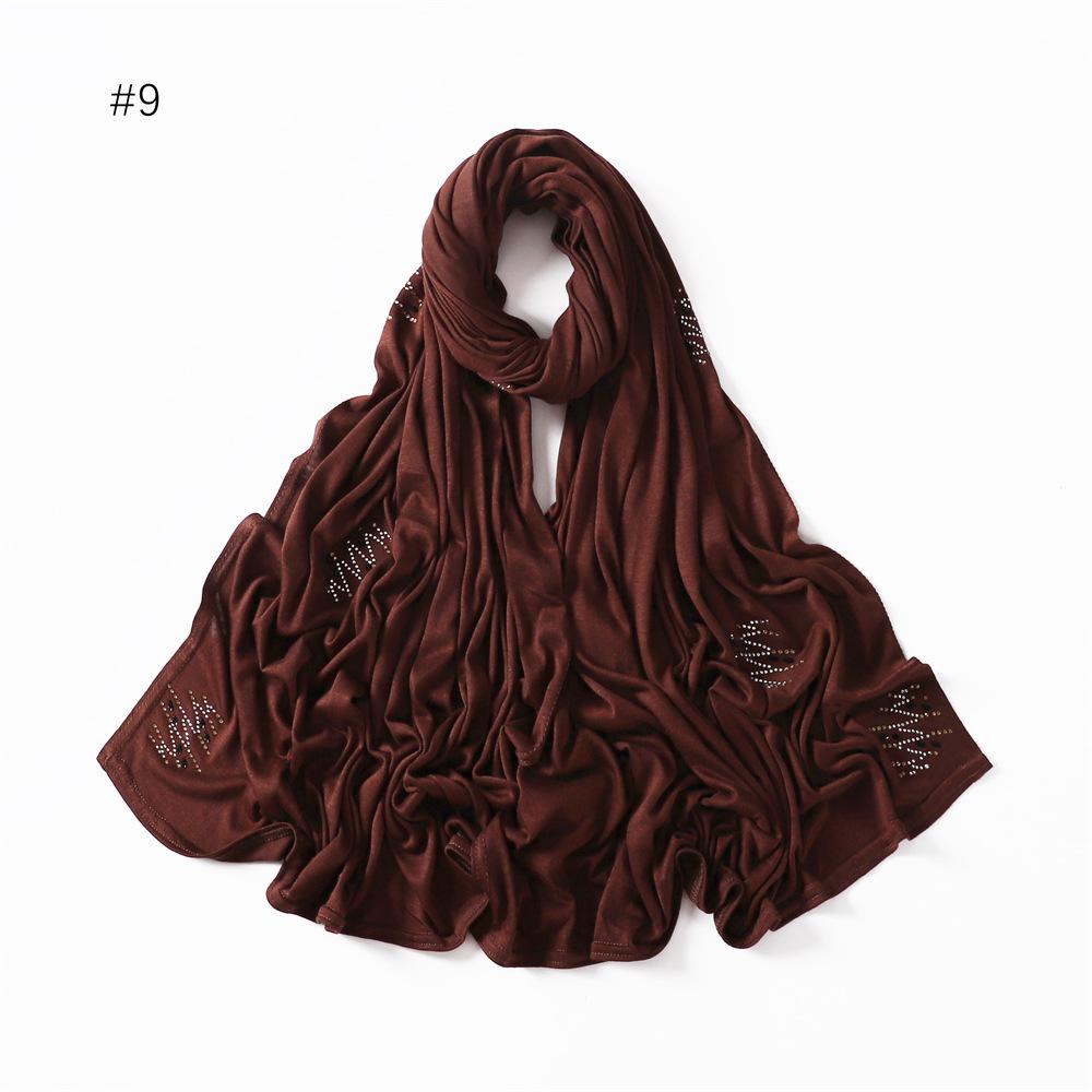 Plain Turbans Stitch Floral Diamond Jersey Hijab Scarf High Quality Thick Modal Wrap Elastic Shawl Bufandas Muslim Caps 170*70Cm