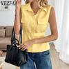 Women's Fashion Casual Summer Spring Solid Color Print Sleeveless POLO Neck Blouses & Shirts