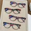 New Fashion Flower Pattern Frame Reading Glasses Neutral New Cat-eye High-definition Blue Light Blocking Presbyopia Glasses +4.0