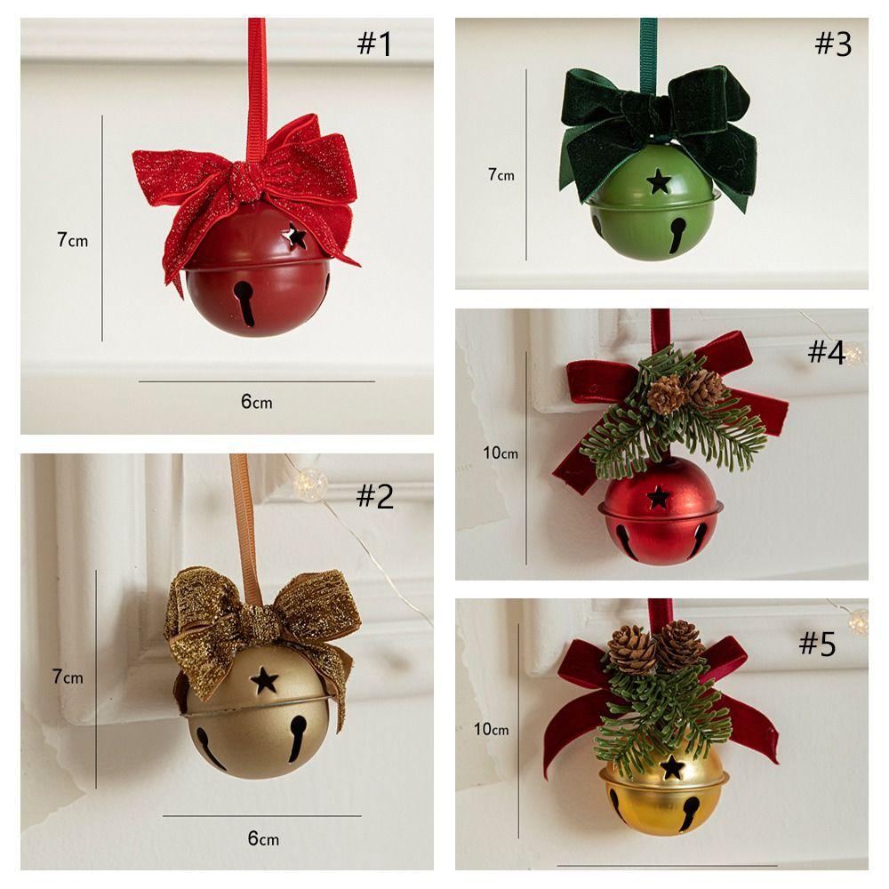 Pleasant Sound Christmas Velvet Bow Bell Iron Pine Cone Bell Pendant  Holiday Wedding Supplies