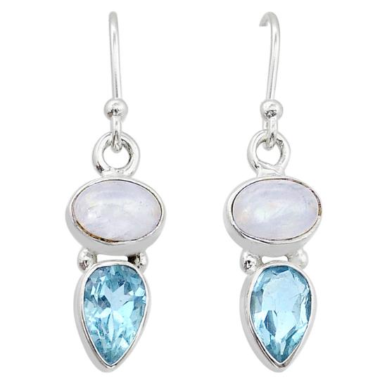 

Радужный лунный камень и топаз, серебро 925 пробы, серьги с топазами, серьги с лунным камнем