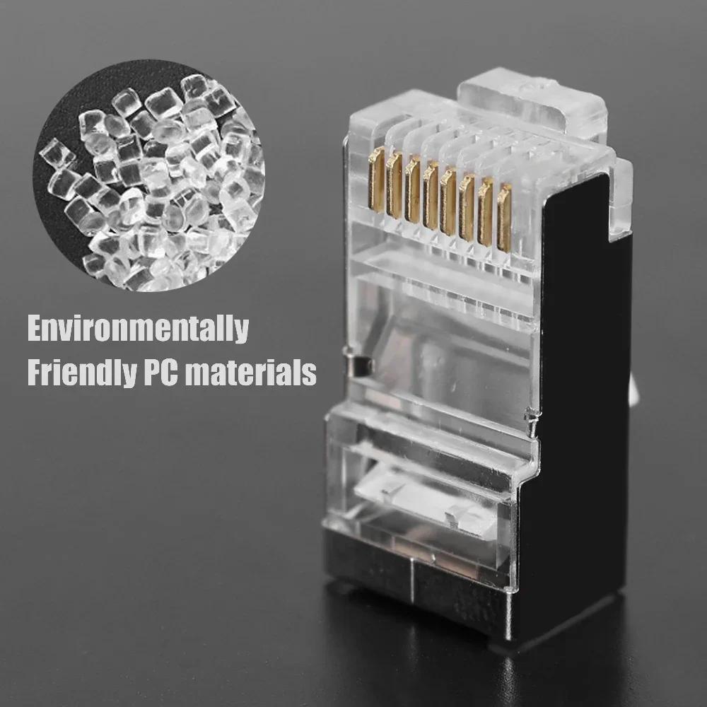 50/100 Stück Cat6 Cat5e RJ45 Geschirmter Stecker Modulare Stecker Kabel Netzwerkstecker Vergoldete Ethernet PC Hardware Kabeladapter