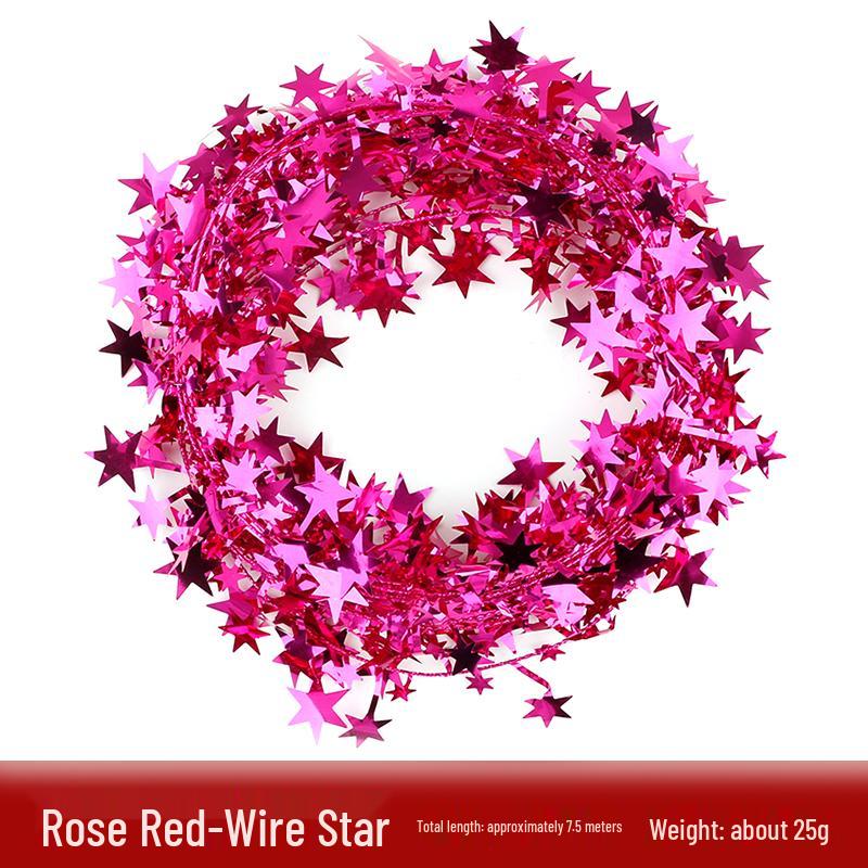 

7.5м Зіркова Дріт Стрічка Синельний Дріт Різдвяні Прикраси для Новорічного Оформлення рожевий червоний колір