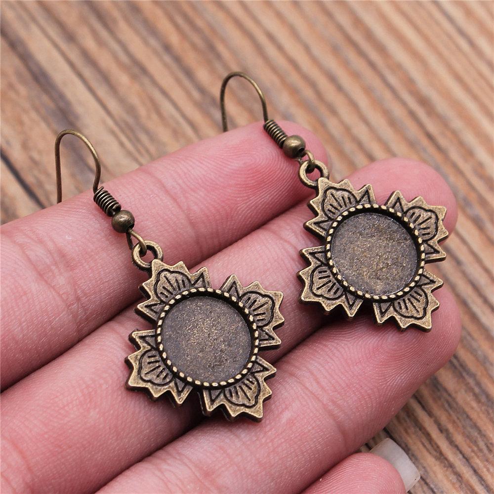 Drop & Dangle Earring Round Ear Hook Glass Cabochon Base Setting Tray Minimalist Jewelry ComponentsEarring Size 18x19mm QE025