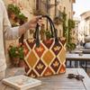 Autumn Maple Leaf Argyle Pattern Large Capacity Tote Bag Daily Casual Shoulder Handbag