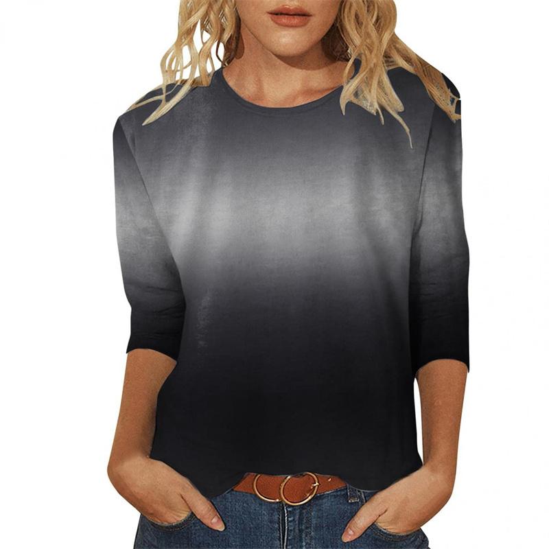 

Осенняя женская футболка с длинным рукавом с цветочным принтом и круглым вырезом, женский топ больших размеров M