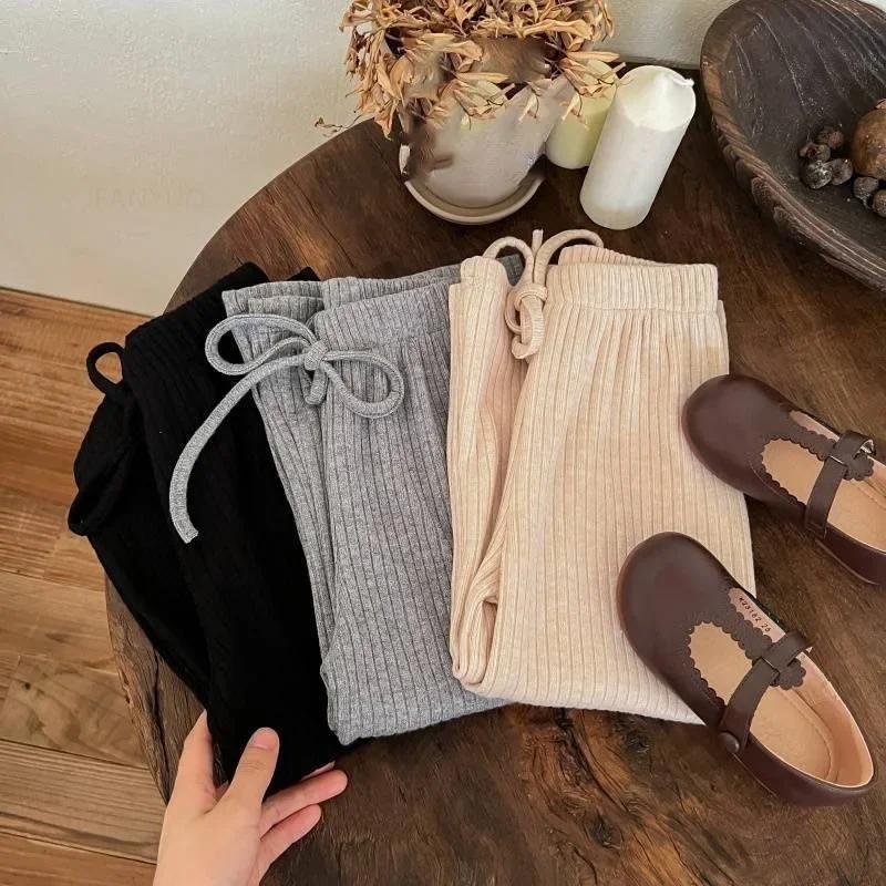 Frühling Herbst Mädchen Einfarbige Koreanische Lässige Hosen Kinder Elastische Weite Hosen Einfach Vielseitig Baby Hosen