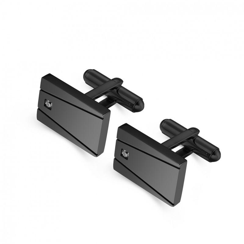 

European American New Square Line CNC Stone Plated Black Stainless Steel Cufflinks French Business Suit Shirt Men s Stainless Steel чёрный