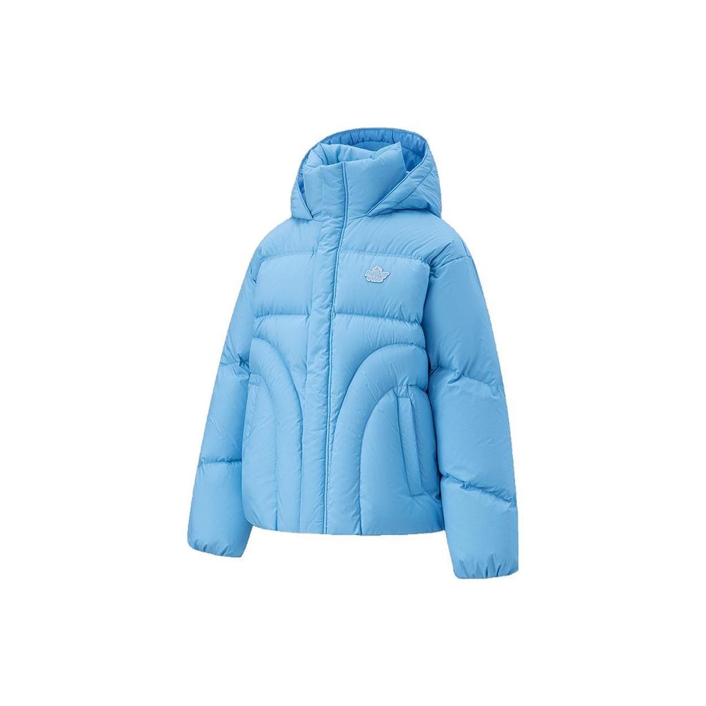 Li Ning E-Sports Series Solid Color Hooded Embroidered Logo Down Jacket Unisex outerwear Xinjiang-Blue AYMT419-1