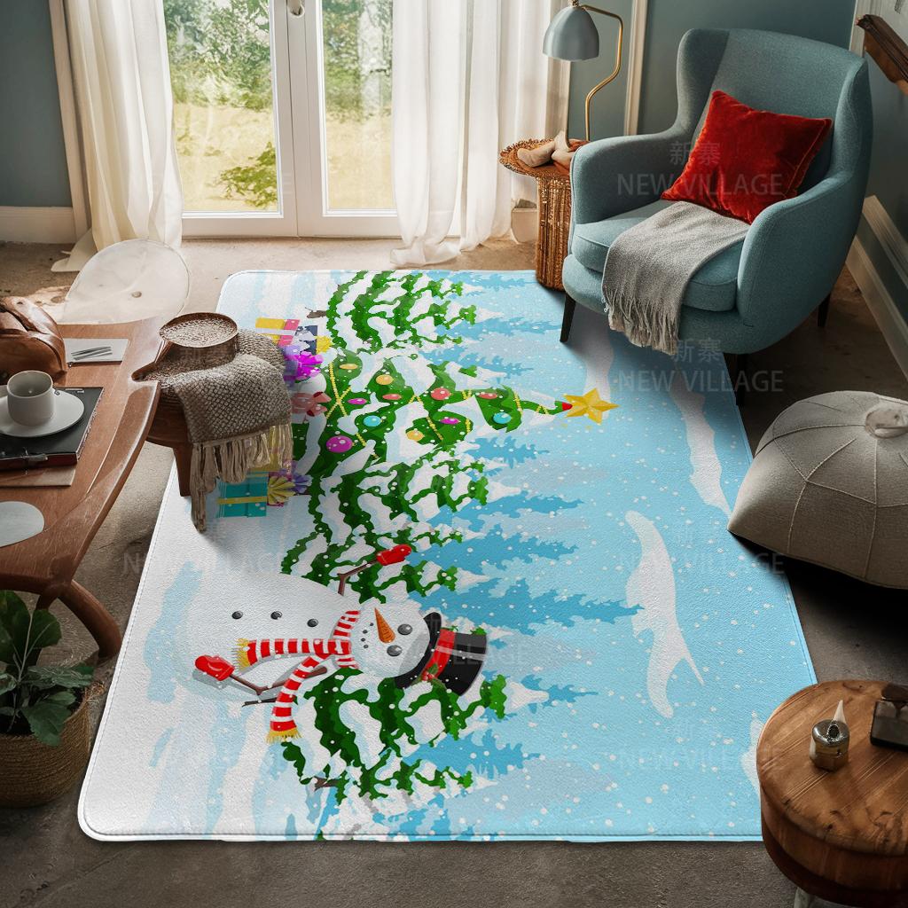 House Entrance Carpet Home Door Mat Living Room Bath Foot Bathroom Non-slip Water Absorption Rugs Bath Merry Christmas Winter