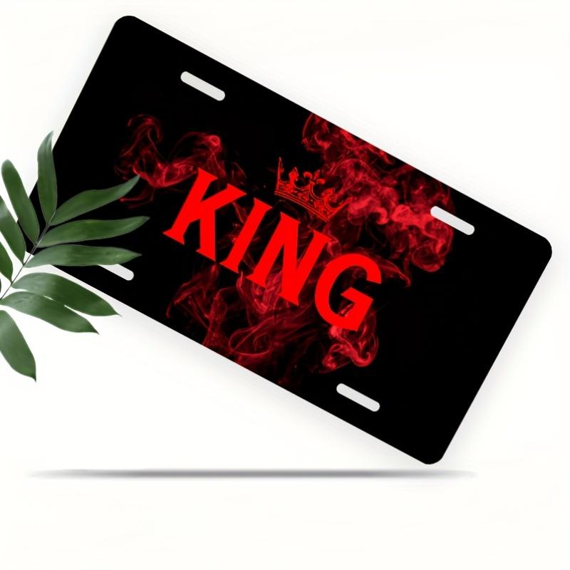 D Flat D Flat Decorative Plaque King Crown Red Design License Plate Cover for Decorative Purposes Only Matte Edges
