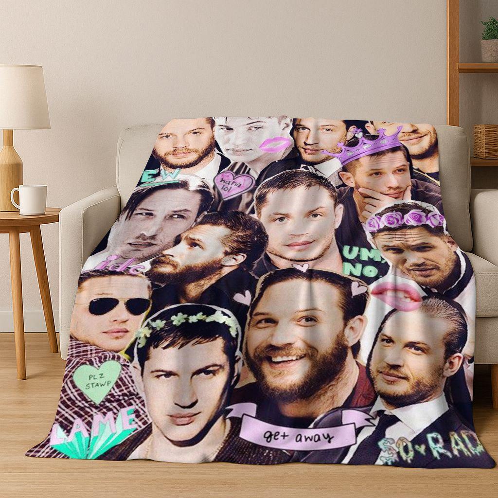 3D Tom Hardy Art Actor Star Flannel Blanket,Cozy Soft Throw Blanket for Home Bedroom Bed Sofa Picnic Office Cover Kids Gift