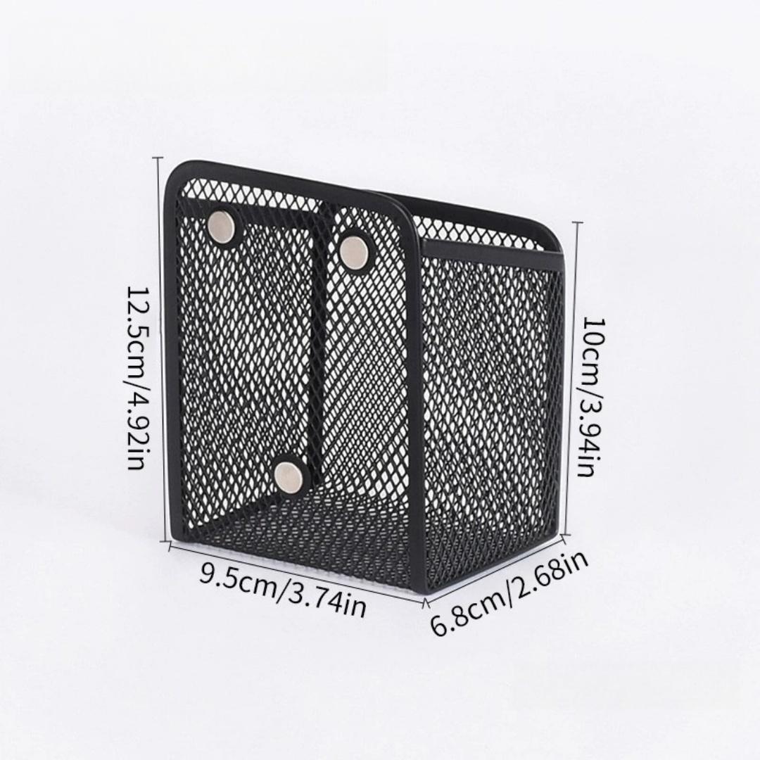 

Magnetic Pencil Holder Black Mesh Pen Basket Desktop Storage Organizer Stationery Makeup Brush Container Kitchen Refrigerator чёрный