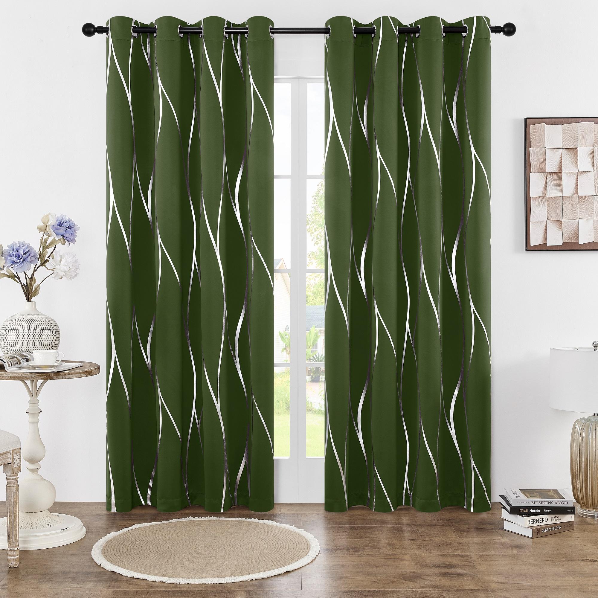 

Упаковка из 2 затемняющих штор с люверсами, теплоизолирующих, затемняющих комнату с волнистой фольгой, напечатанной для спальни 52 63 inch&Grommet Top