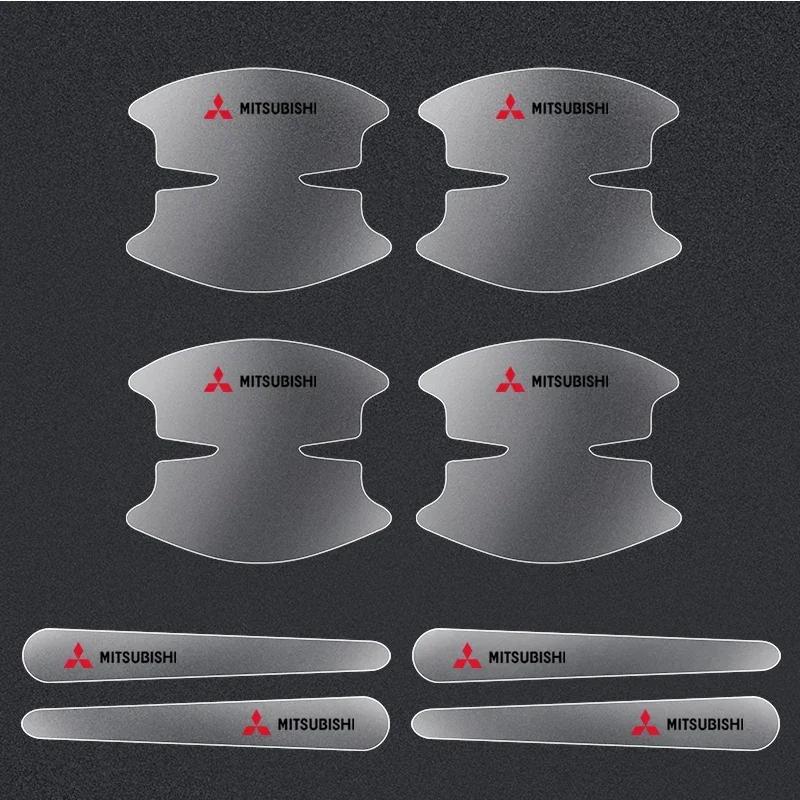 

8Pcs Transparent Car Door Handle Bowl Decoration Badge Sticker For Mitsubishi Asx Lancer Outlander Pajero Ralliart Accessories