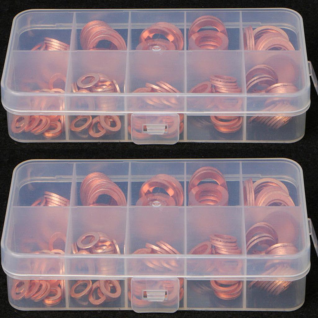 100/200Pcs Brass Washer Gasket Set Seal Flat Ring Assortment Kit Tap Plumbing Irrigation System Spacer Sump Plugs Crush Washers