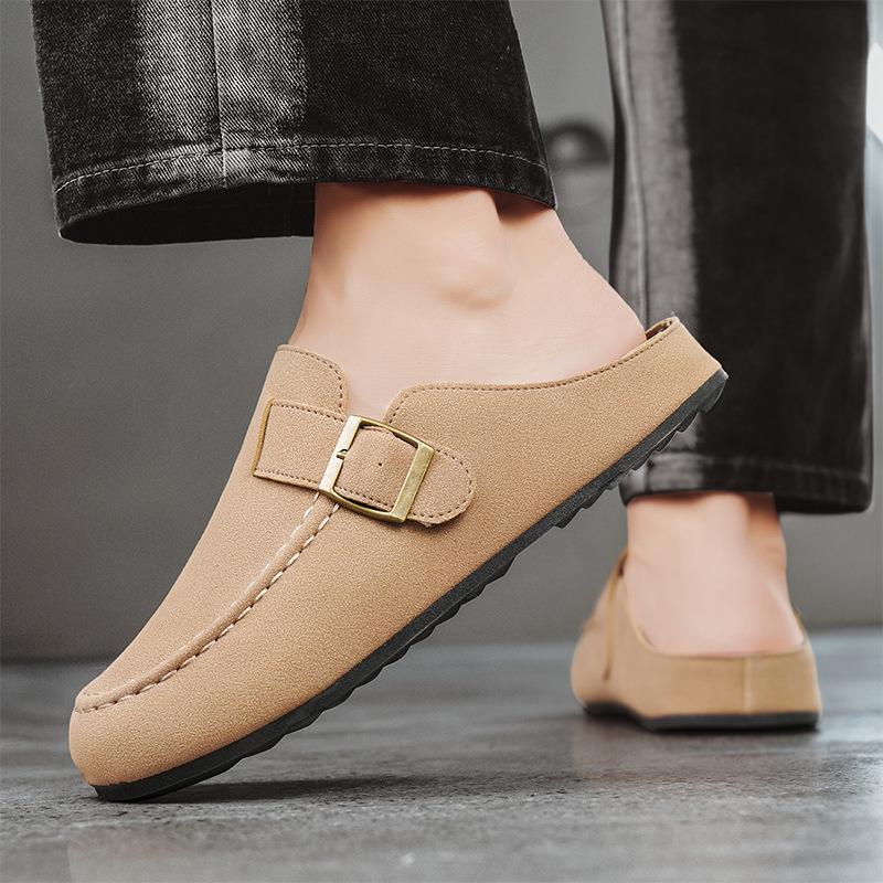 

Мужская обувь лето 2025 новая на плоской подошве универсальная повседневная на одном педале сумка голова тренд дезодорирующая ленивая обувь обувь Birkenstock 44