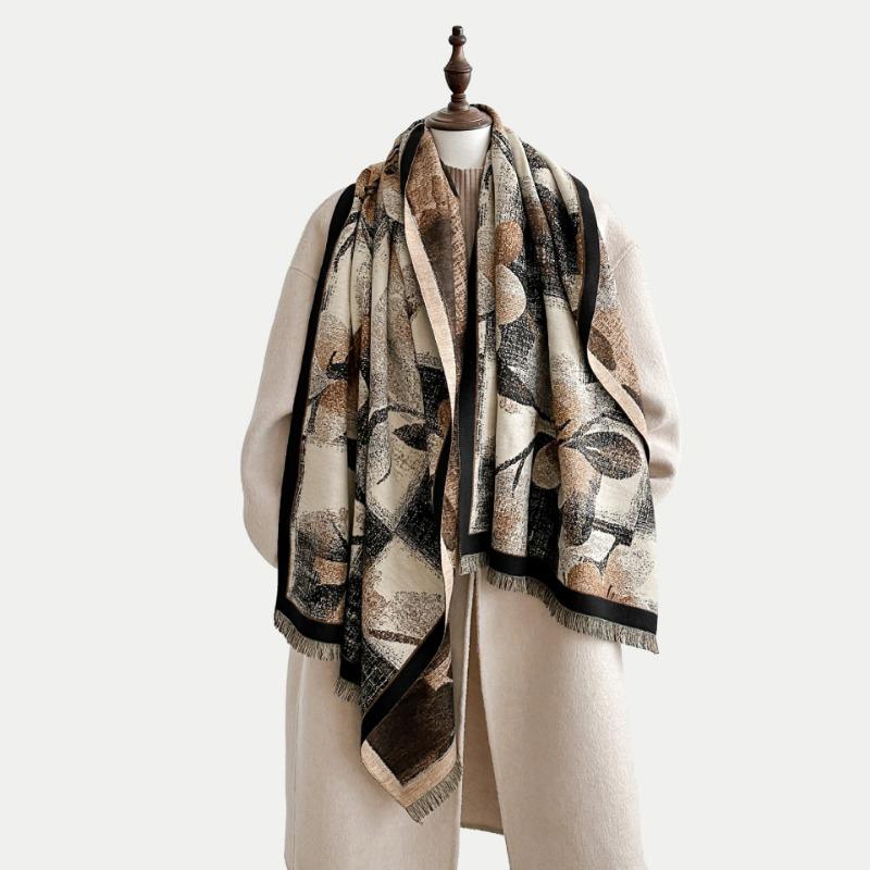 Winter digital printing lengthened and thickened graffiti flower warm cashmere scarf cold and warm temperament shawl