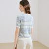 TUHUANG Women's Silk Blend Striped Knit T-Shirt