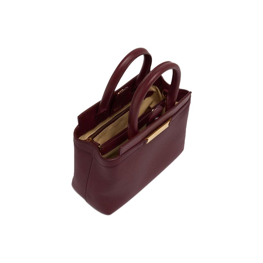 Bally Andorra Tote Bag With Metal Logo In Pebbled Calfskin Women tote bags Red Brown 6312269