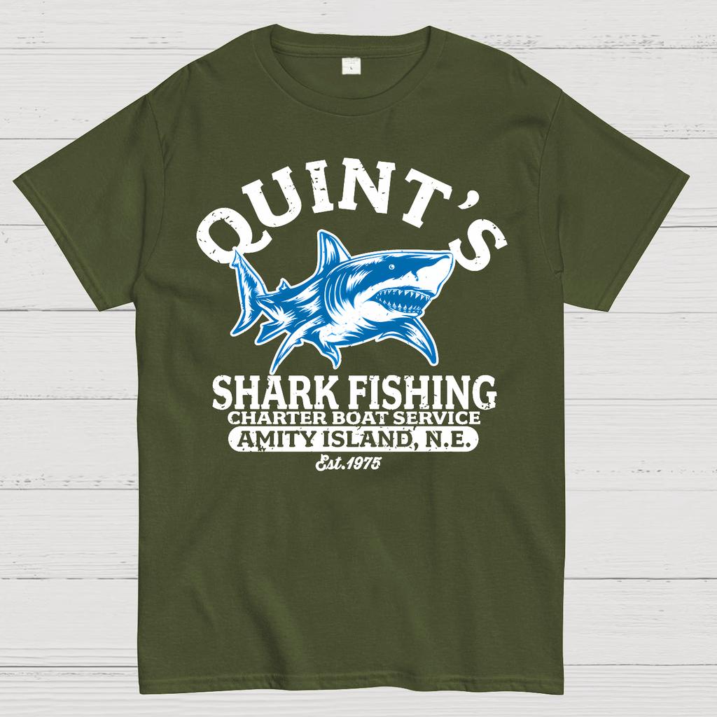 Quint's Shark Fishing Cotton Summer Casual Cool Loose T-Shirt