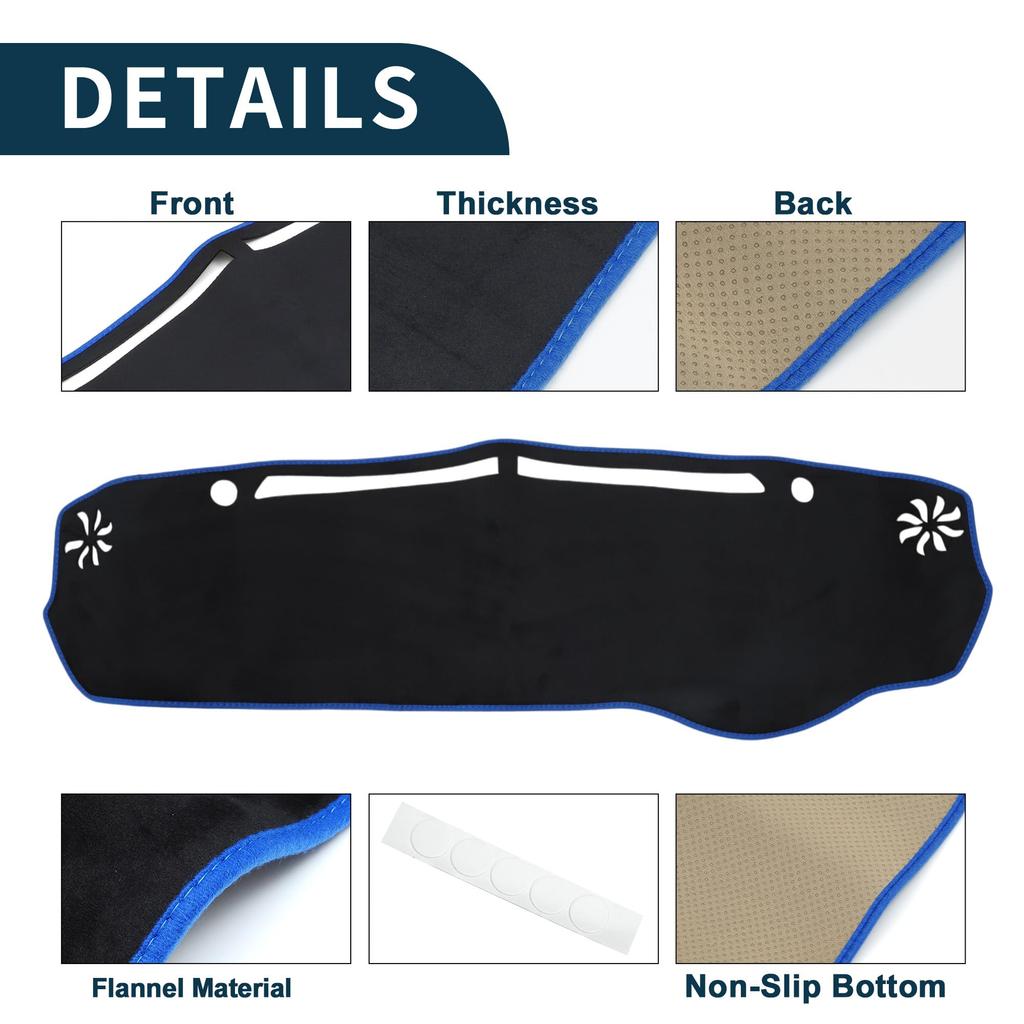 TUCKBOLD Dashboard Mat for Mazda Flair Car Dashboard Protective Interior Sun Flannel Black with Blue Set Crossover, Cover, Mat, Parts, Accessories,