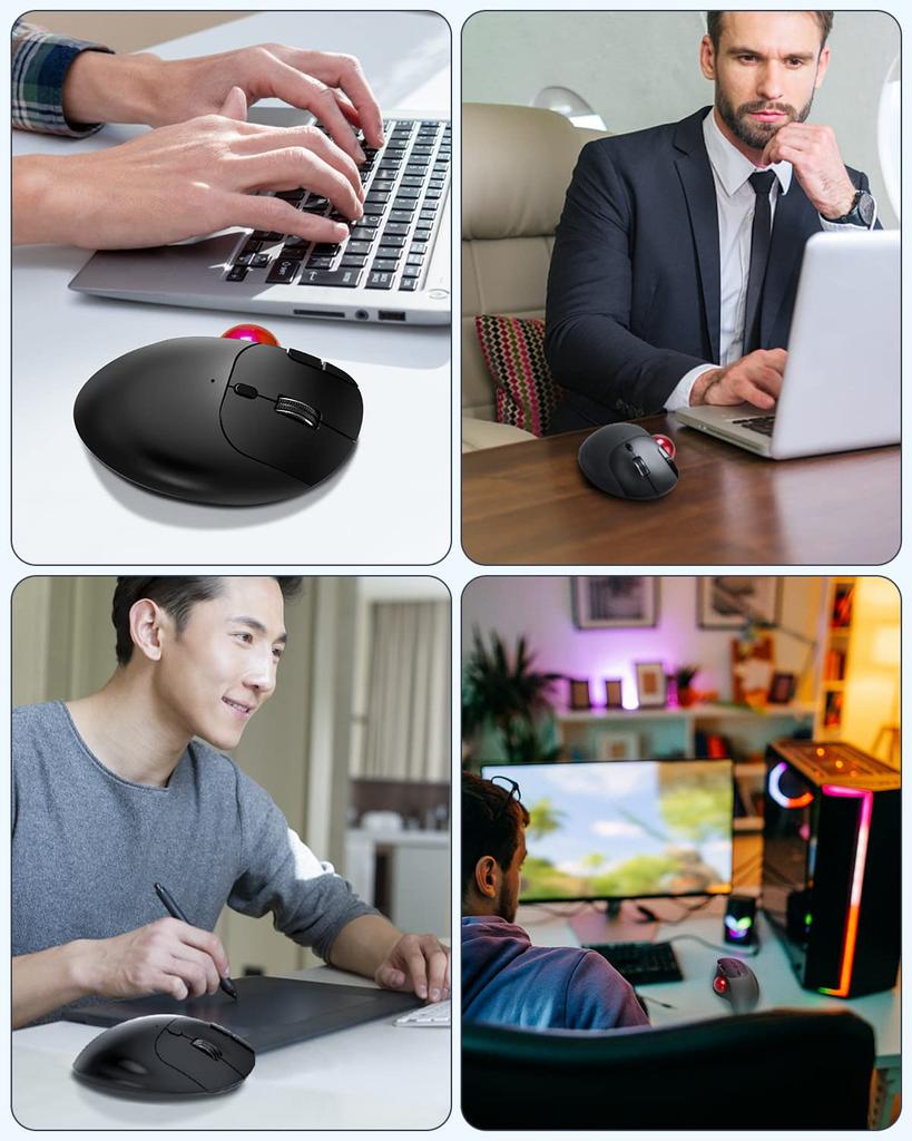Mysz Ewin Trackball Kompatybilna z urządzeniami Bluetooth 3 podłączonymi jednocześnie Mysz Trackball Mysz bezprzewodowa Mysz kciukowa Cicha Typ Wysoka precyzja