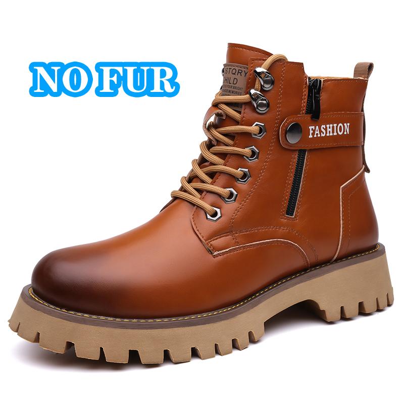 High Quality Classic Leather Men Winter Boots Fashion Genuine Leather Man Ankle Boot Lace-Up Outdoor Motorcycle Boots Walk Shoes