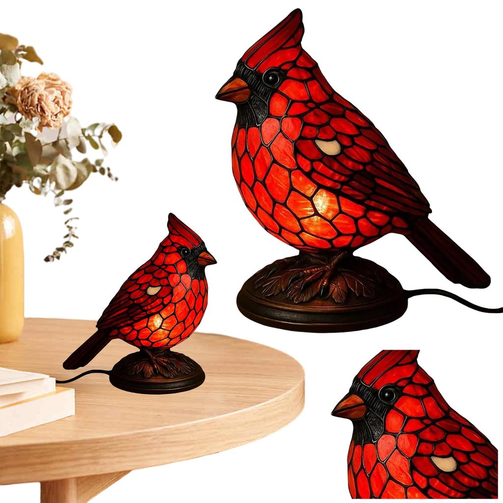 1-2PCS Euro-style Red Bird Night Light Soft Light Eye Protection Creative Animal Table Lamp For Study Bedside Desktop Ornaments