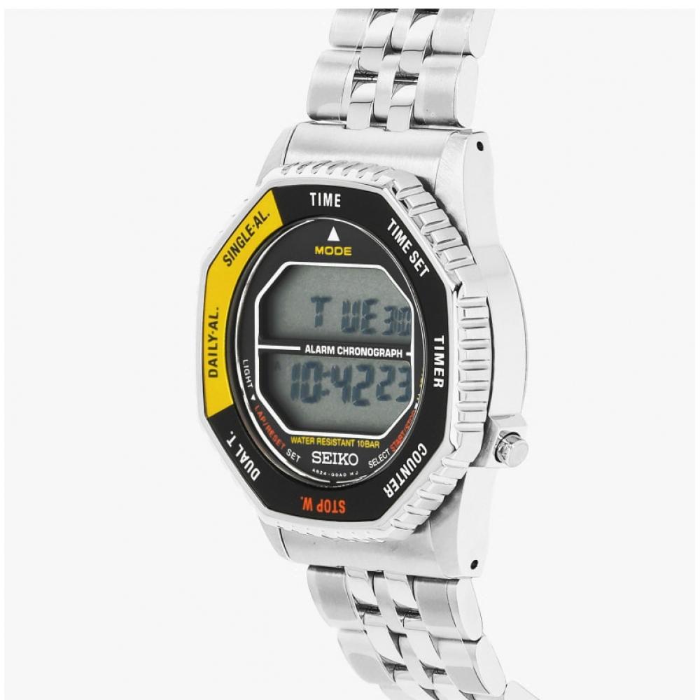 Seiko Чоловічий цифровий годинник-хронограф зі сталевим корпусом і обертовим безелем Smgg17p1