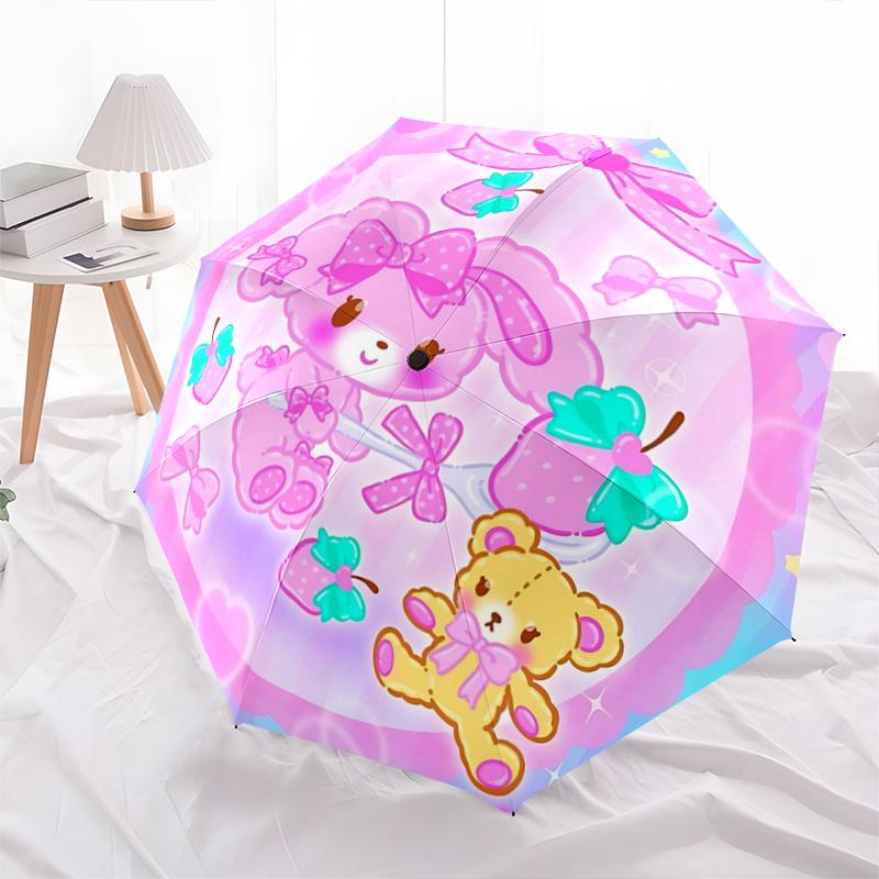 

1pc Kawaii Pink Bow Bear Umbrella - Automatic Open Close, Portable Folding Design, 8-Bone Iron Frame Outdoor Umbrella, Festival Gift for Fans, Travele