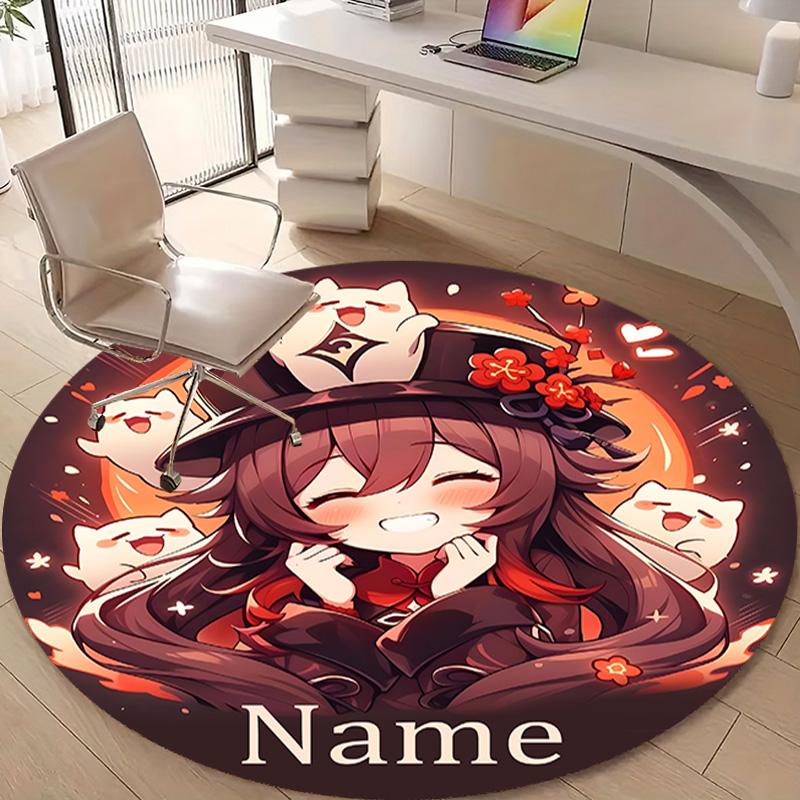Personalized Genshin Impact Round Chair Office Rug - Perfect for Mat, Office Chair & More - Ideal Gift for Birthdays and Holidays